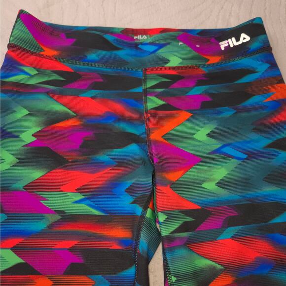 🎄 FILA Sport EUC Running Performance leggings Medium pink green blue Red Black - Picture 8 of 15